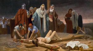 Jésus est cloué sur la croix
